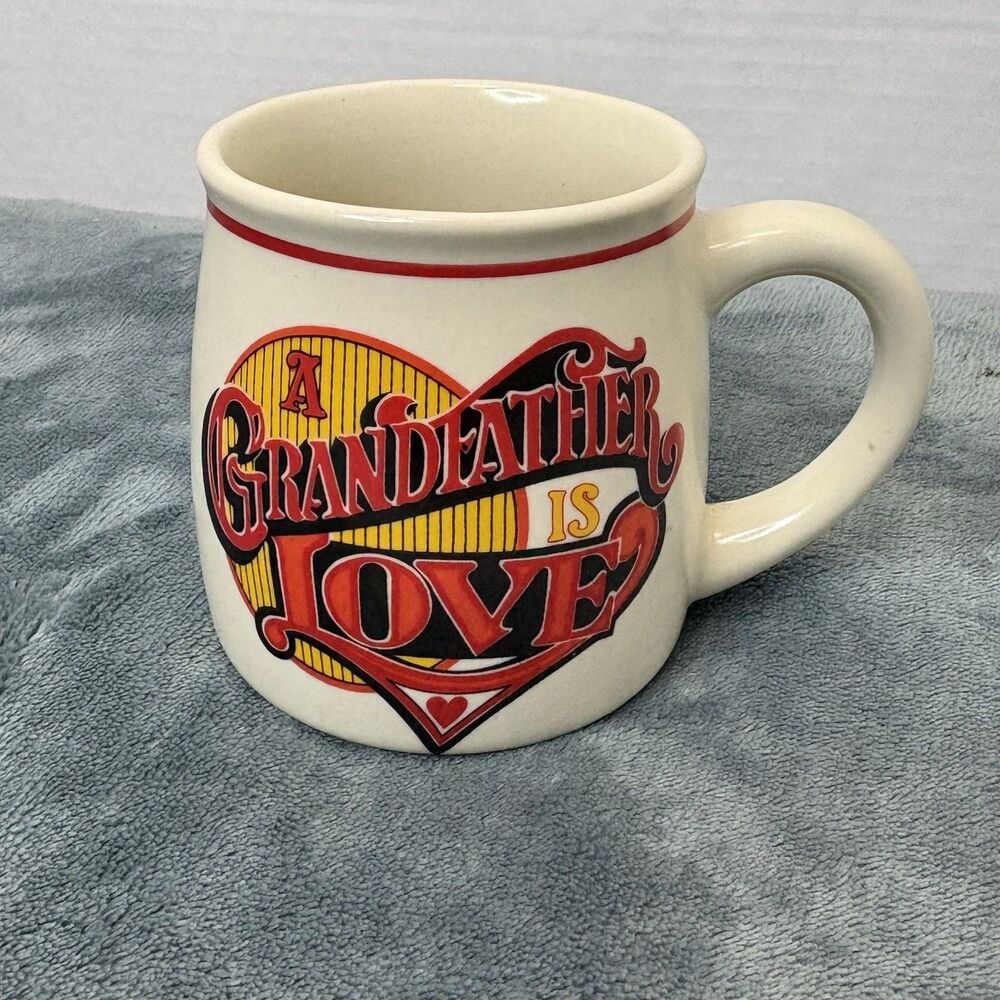 Vintage Grandfather Is Love White Stoneware coffee 10 oz. Grandparents Keepsake